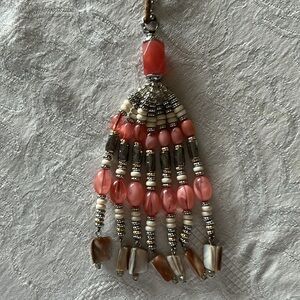 Chico’s Elegant Pink and Silver Necklace and Earring Set